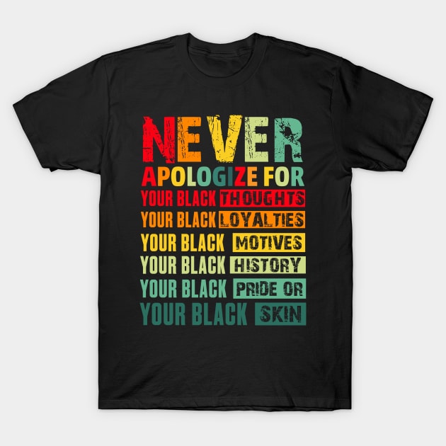 Never Apologize For Your Blackness T-Shirt by UrbanLifeApparel